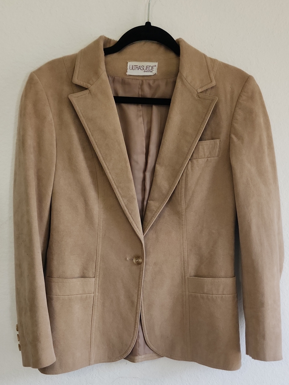 Vintage 70s Ultrasuede Blazer Jacket Tan Camel Size 6 Light Academia ILGWU